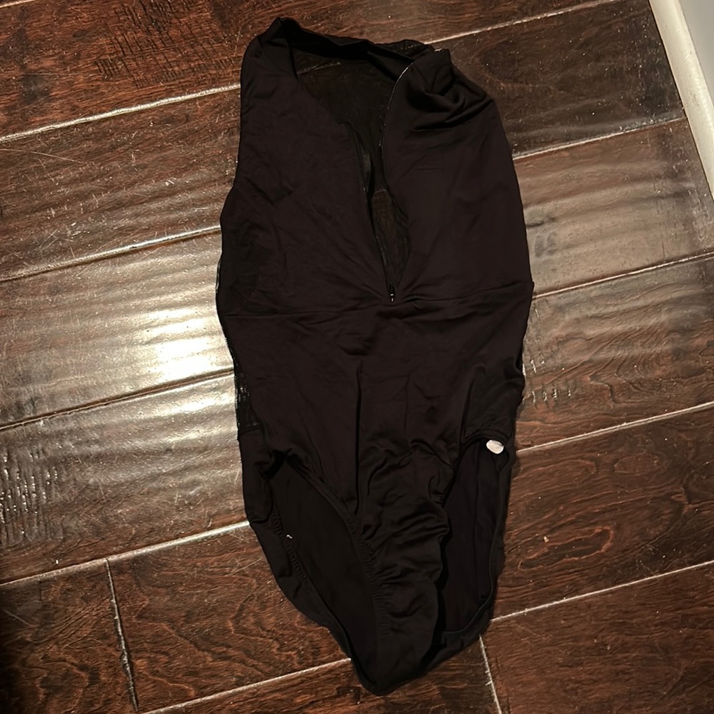 Ballet black mesh leotard with zipper front #ballet #dance #leotard #bodysuit